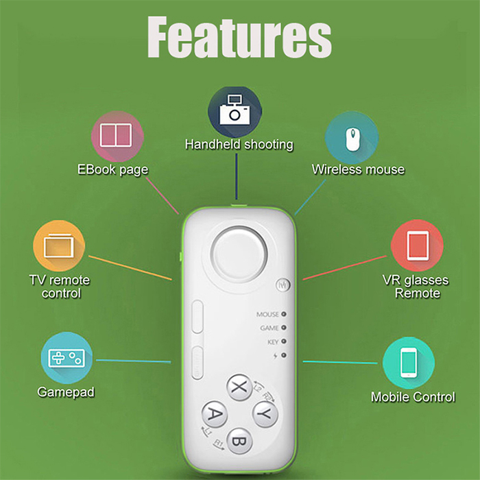 MOCUTE Bluetooth V3.0 Selfie Remote Controller Gamepad with Wireless Mouse Ebook Flip Functions - Green
