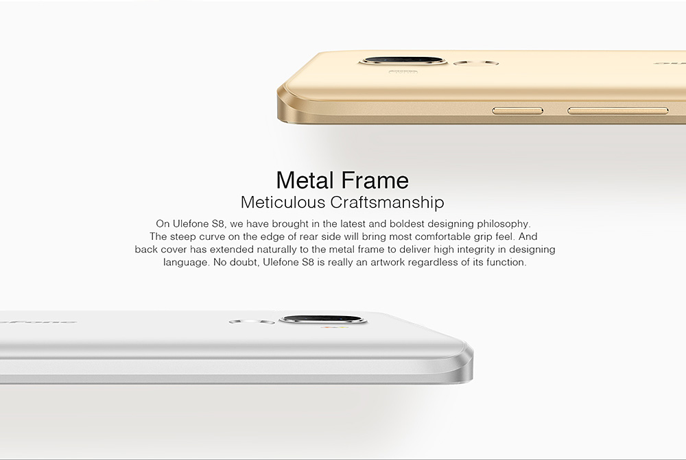 [HK Stock]Ulefone S8 5.3 Inch Smartphone 13.0MP + 5.0MP Dual Rear Camera HD Screen MTK6580 Quad Core 8GB ROM Android 7.0 Touch ID  FM GPS - White