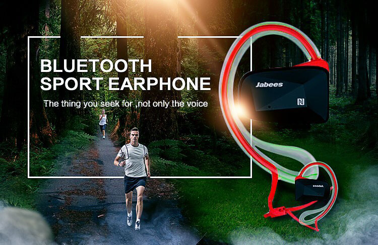 Jabees BSport Wireless Bluetooth Waterproof Headphone APTX NFC Sport Earphone with Microphone - Red