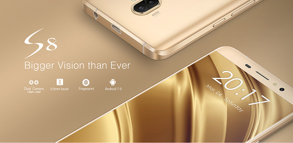 [HK Stock]Ulefone S8 5.3 Inch Smartphone 13.0MP + 5.0MP Dual Rear Camera HD Screen MTK6580 Quad Core 8GB ROM Android 7.0 Touch ID  FM GPS - White