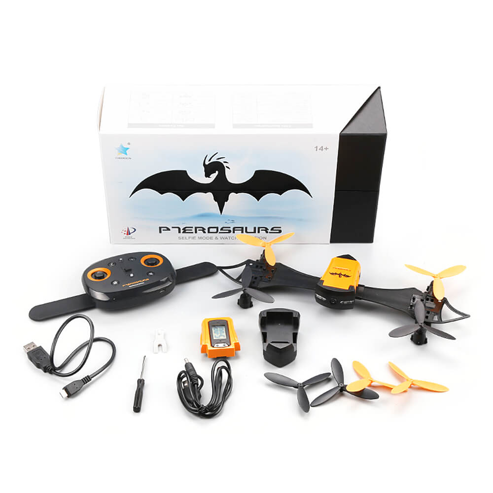 Cheerson CX-70 BAT Drone WIFI FPV with Wearable Wrist Watch Altitude Hold Mode RC Quadcopter RTF - Yellow and Black