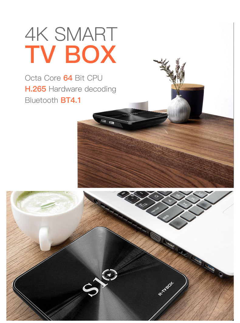 R-TV BOX S10 KODI 17.3 DDR4 3GB eMMC 16GB Android 7.1 4K TV Box S912 AC WIFI Gigabit LAN Bluetooth 4.1