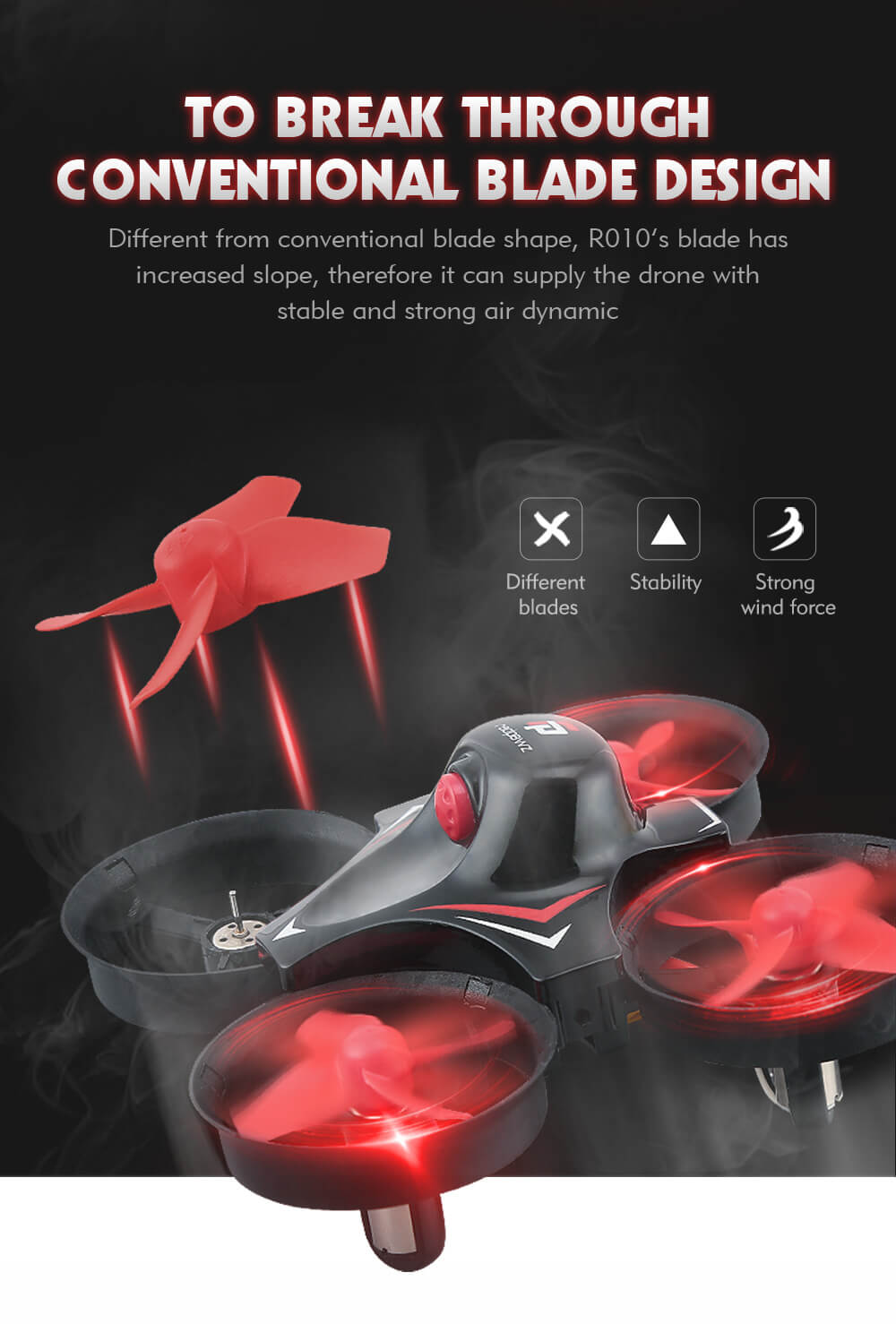 Redpawz R010 Mini 2.4G 4CH 6Axis Gyro Headless Mode RC Quadcopter RTF - Blue