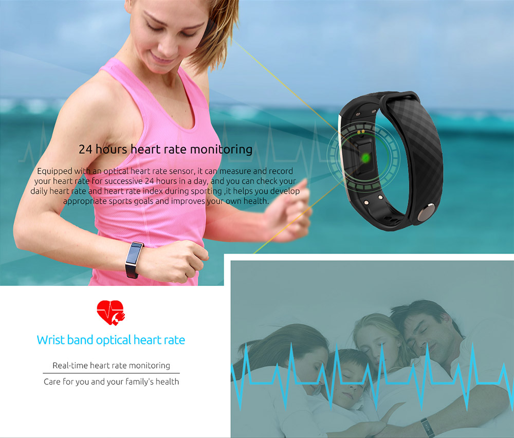 Cubot S1 Smart Wristband Bluetooth Heart Rate Monitor Air Pressure/Temperature Monitor Health Tracker IP67 Water Resistant Compatible with iOS Android - Gold