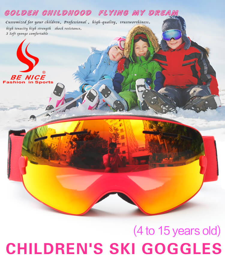 BENICE 4307 Ski Goggles Double Lens Anti-fog Windproof UV400 Kid Eyewear - Silver