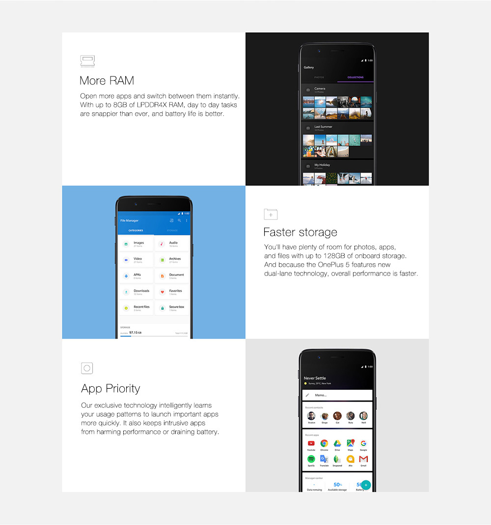 [Official Global ROM]OnePlus 5 5.5 Inch Smartphone FHD 8GB 128GB Snapdragon 835 Octa Core 20.0MP + 16.0MP Dual Rear Cam Android 7.1 NFC Dash Charge Touch ID Type C - Midnight Black