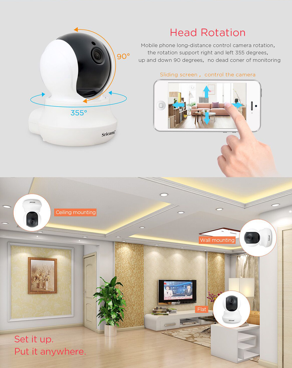 Sricam SP020 WiFi 720P IP Camera White