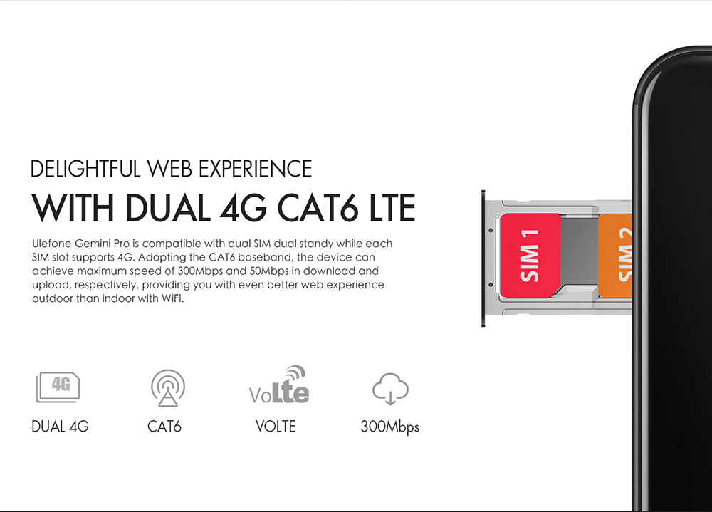 [HK Stock]Ulefone Gemini Pro 5.5 Inch 4G LTE Smartphone Dual Cam 13.0MP 4GB 64GB Helio X27 MTK6797 Deca Core Android 7.1 Touch ID Type-C 3680mAh - Red