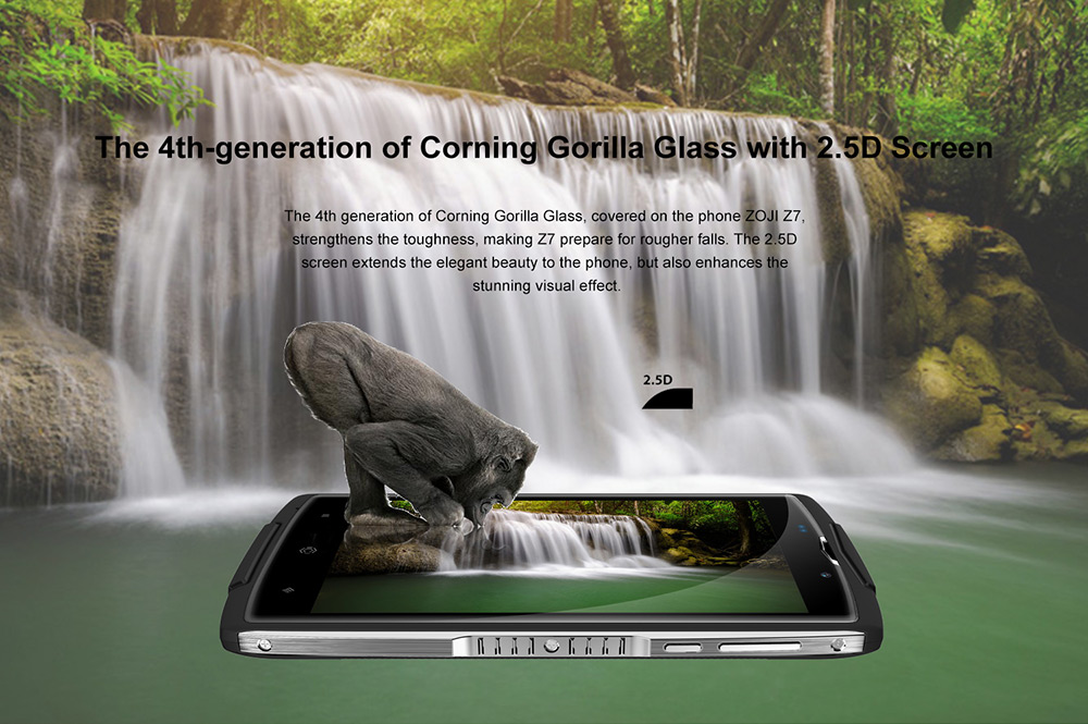 [HK Stock]ZOJI Z7 IP68 waterproof 5.0 Inch HD 2.5D Corning Gorilla Glass 4 Screen 2GB RAM 16GB ROM 8.0MP MT6737 Quad Core 1.3GHz Android 6.0 Smartphone Touch ID 3000mAh - Green