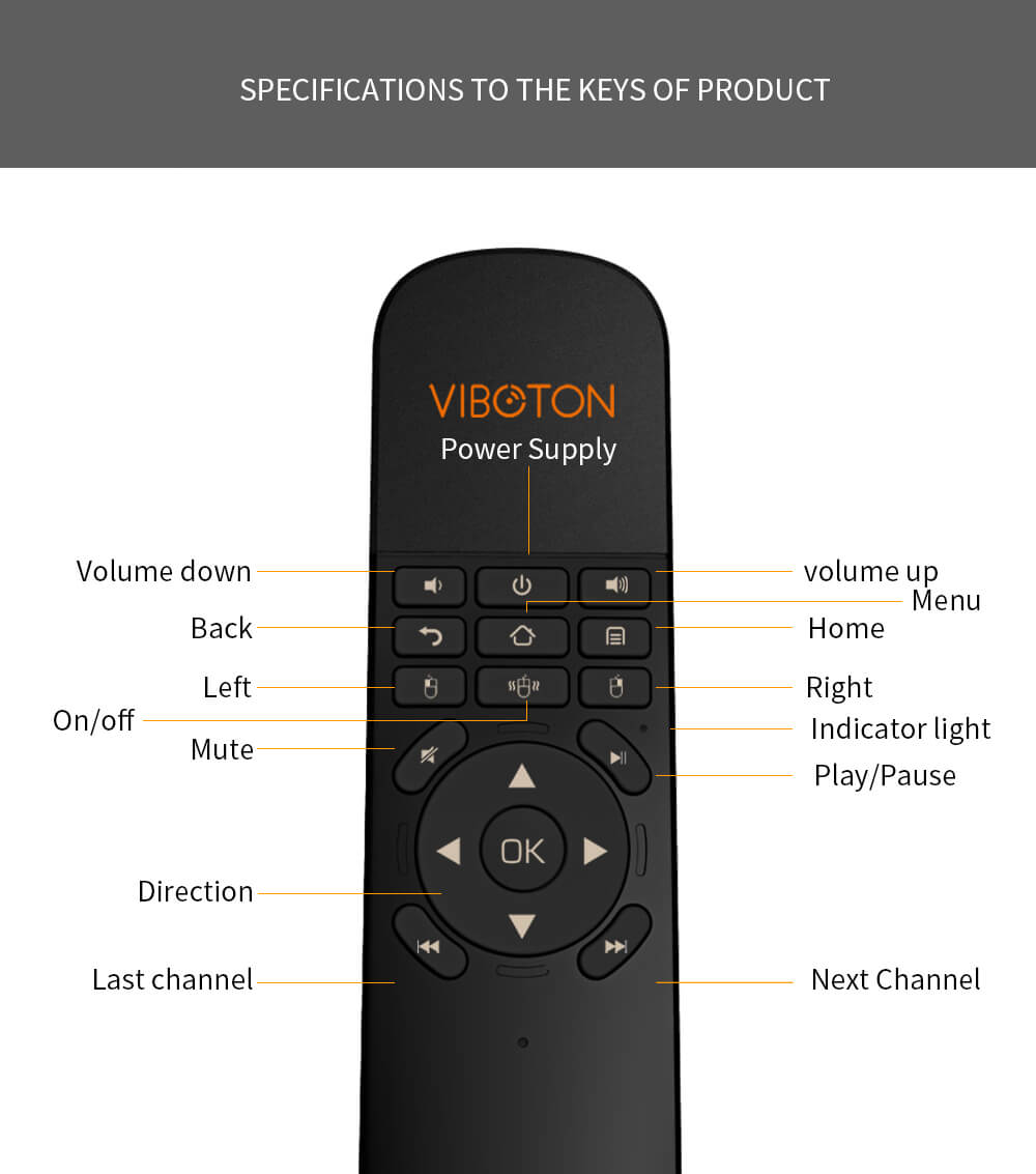 Viboton UKB - 521 2.4G Wireless Air Mouse Keyboard Remote  - Black