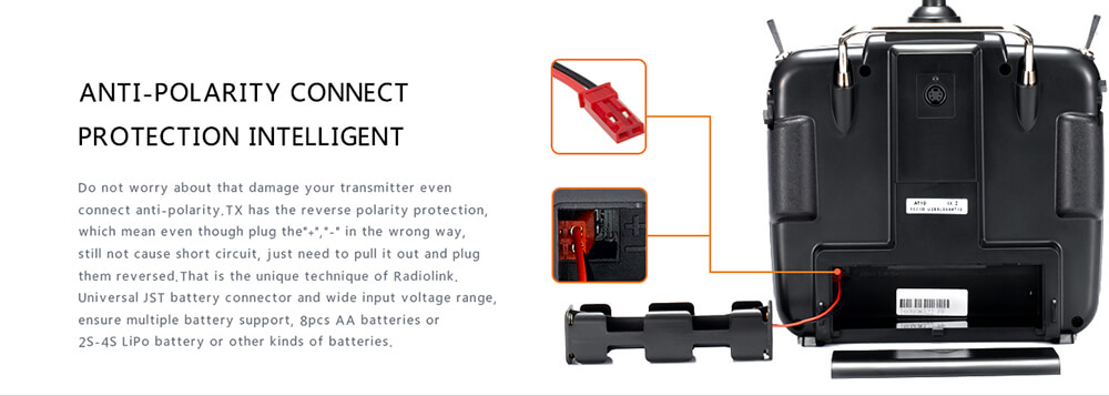 Radiolink AT10II 2.4G 12CH DSSS&FHSS Transmitter with R12DS Receiver Mode 2 - Orange