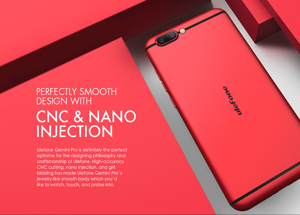 [HK Stock]Ulefone Gemini Pro 5.5 Inch 4G LTE Smartphone Dual Cam 13.0MP 4GB 64GB Helio X27 MTK6797 Deca Core Android 7.1 Touch ID Type-C 3680mAh - Black