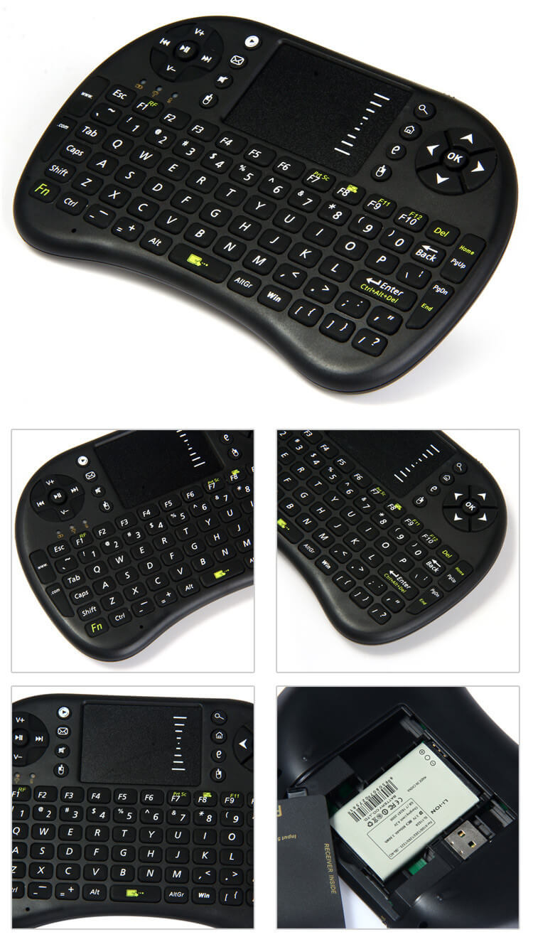 UKB-500-RF 2.4G Wireless Keyboard with Touchpad and White Backlight - Black