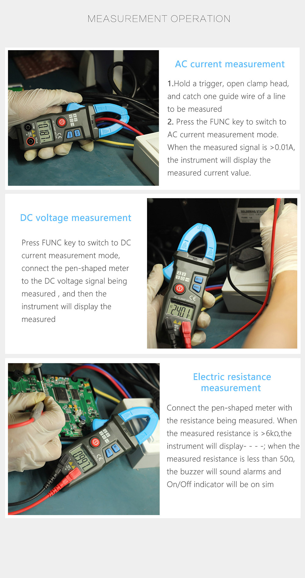 BSIDE ACM23 Digital Clamp Meter 6000 Counts with Data Hold Auto Range
