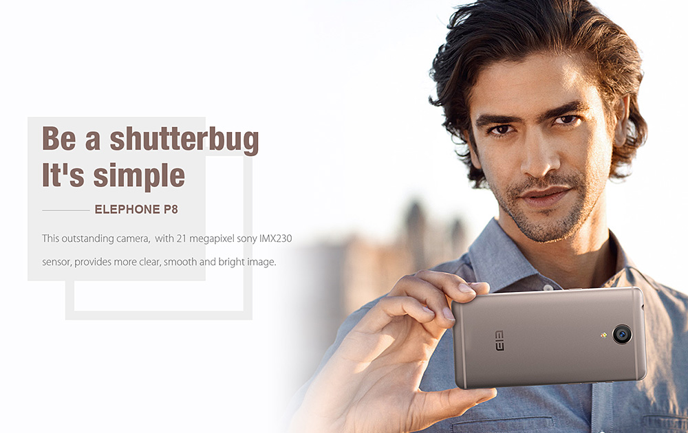 [HK Stock]ELEPHONE P8 5.5 Inch Smartphone FHD Screen 6GB 64GB MTK Helio P25 Octa Core 21.0MP Android 7.0 Touch ID 3600mAh - Black