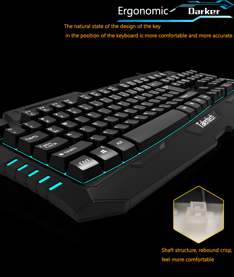 alentech Darker Wired Gaming Keyboard Mouse & Kit Black