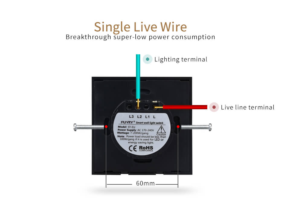 FUNRY 1R Touch Switch Wireless Panel Remote Control Light Controller -Gold