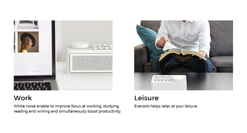Zidoo Eversolo Sleep Therapy Sound Machine White Noise Generator for Sleep Wireless Speaker - White