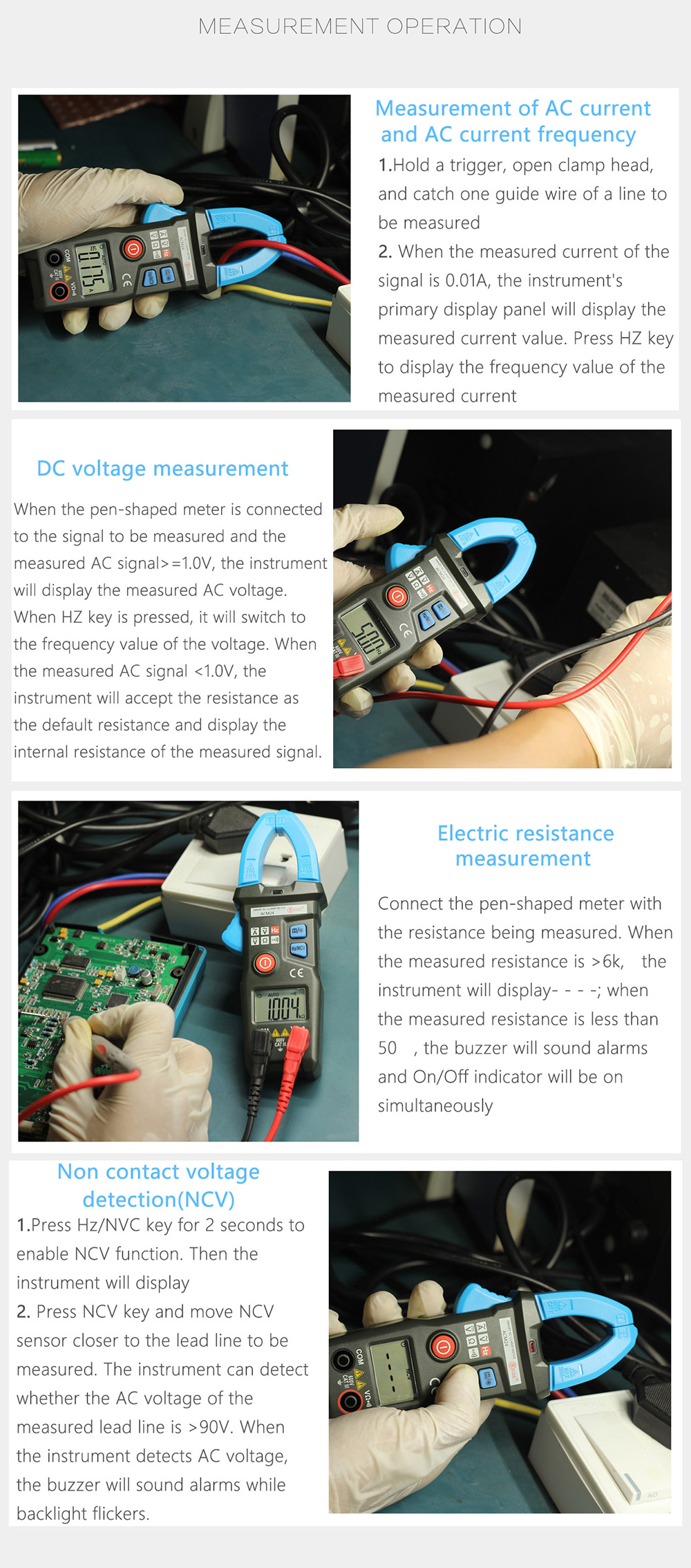 BSIDE ACM24 Digital Clamp Meter with 6000 Counts Data Hold Auto Range