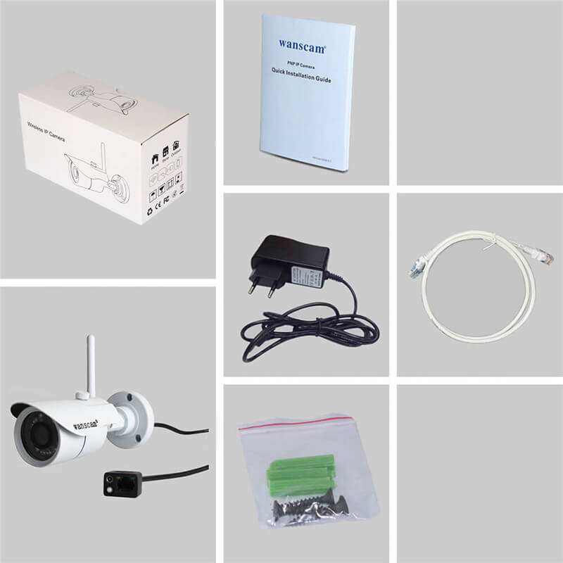 WANSCAM HW0043 IP Camera WiFi 720P ONVIF Motion Detection Waterproof IP66 COMS 1.0 MP Security Camera White -EU Plug