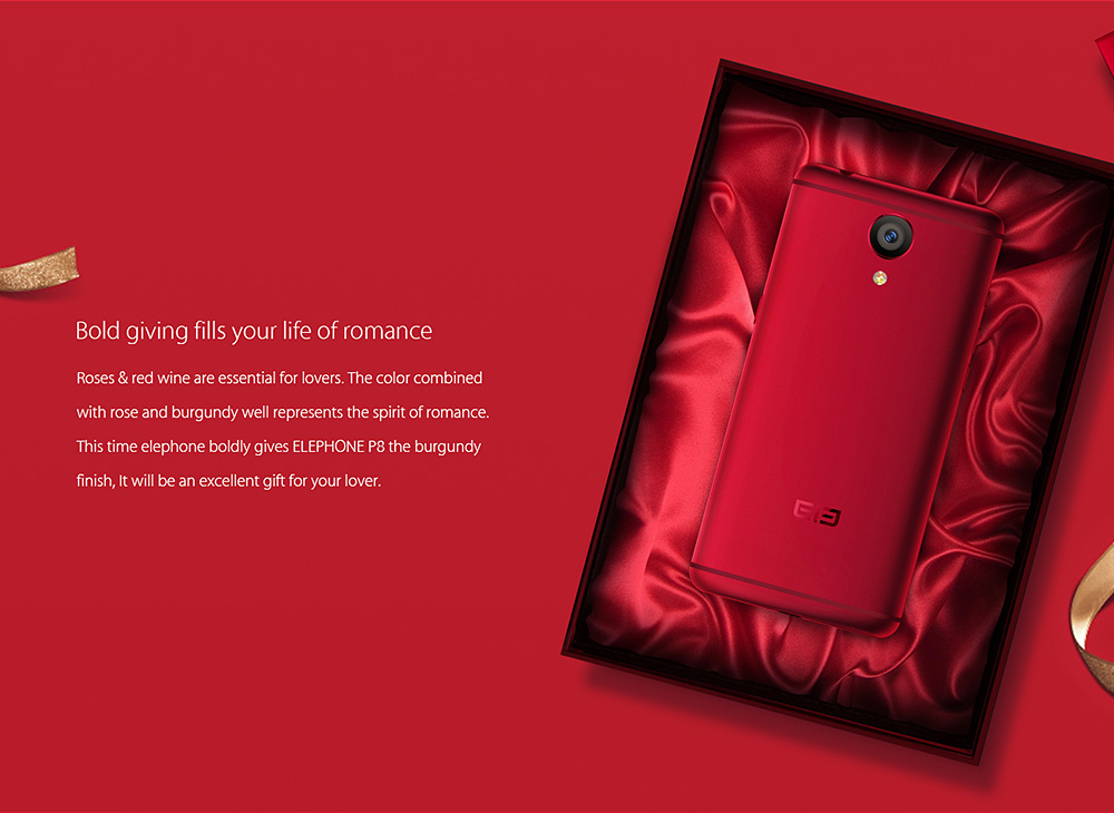 [HK Stock]ELEPHONE P8 5.5 Inch Smartphone FHD Screen 6GB 64GB MTK Helio P25 Octa Core 21.0MP Android 7.0 Touch ID 3600mAh - Wine Red