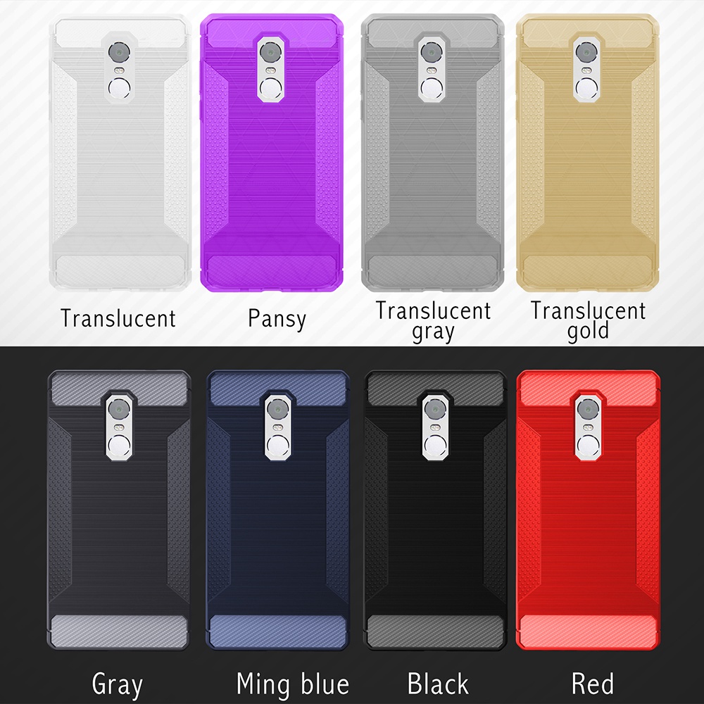 Black Xiaomi Redmi Note 4 Case Anti-slip Brushed Carbon Fiber Protective Phone Case TPU Phone Shell Back Cover