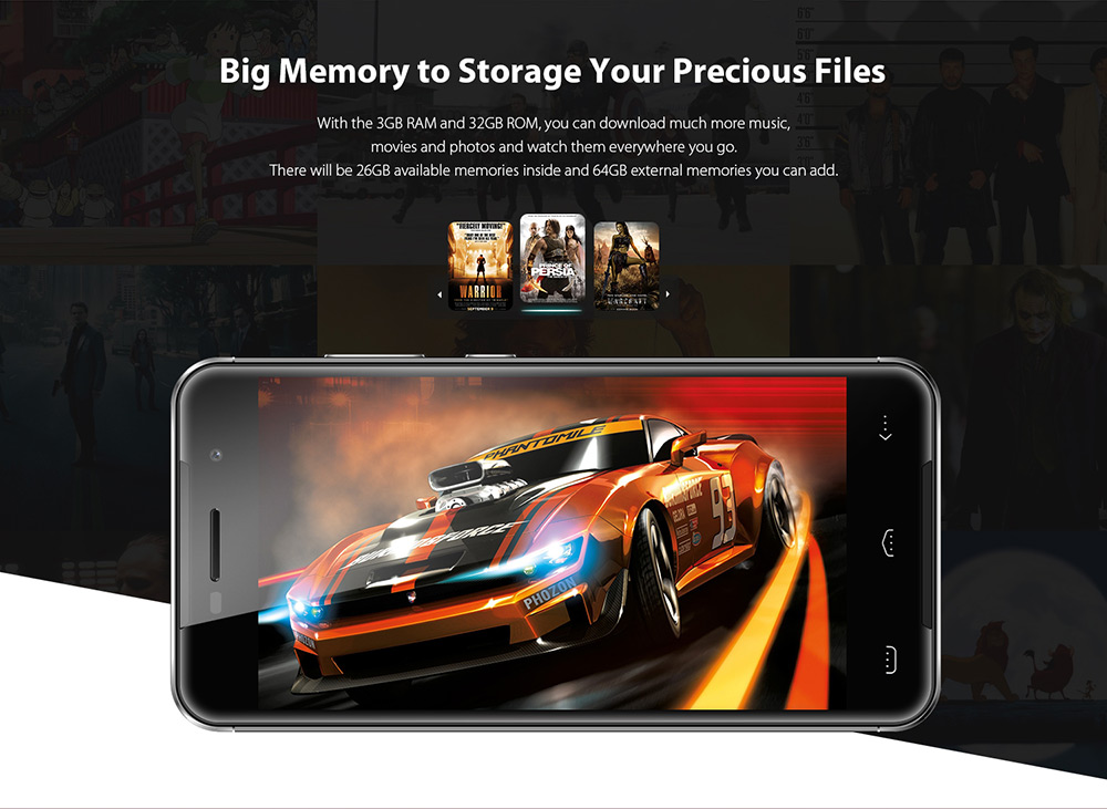 [HK Stock]HOMTOM HT37 Pro 5.0 Inch Smartphone HD 2.5D Screen 3GB RAM 32GB ROM 8.0MP Cam MT6737 Quad Core Android 7.0 Touch ID - Gray