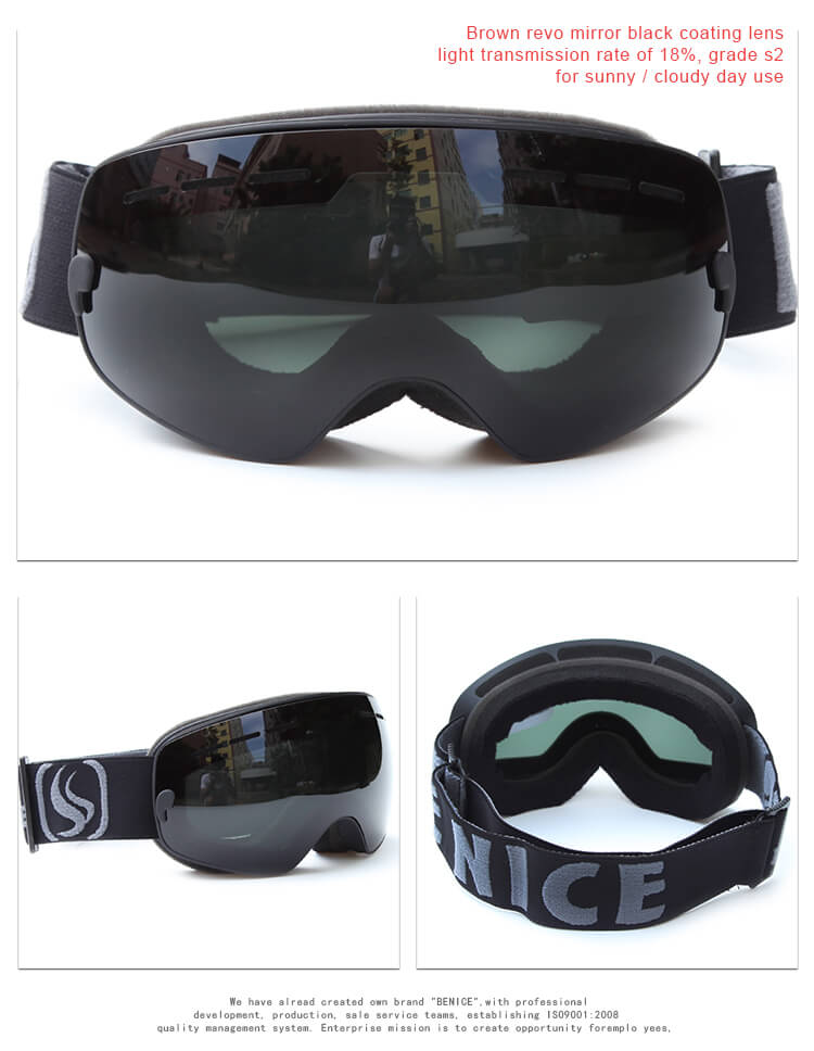 BENICE 4307 Ski Goggles Double Lens Anti-fog Windproof UV400 Kid Eyewear - Silver