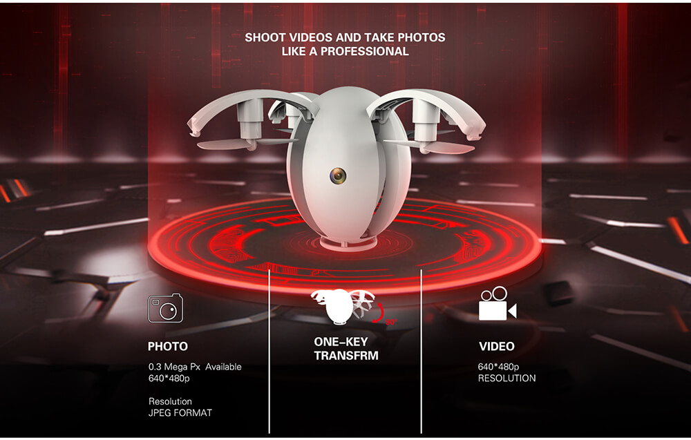 KaiDeng Alpha K130 Mini WIFI FPV Folding Arm RC Quadcopter with HD Camera One-key Transformation Altitude Hold Mode BNF - White
