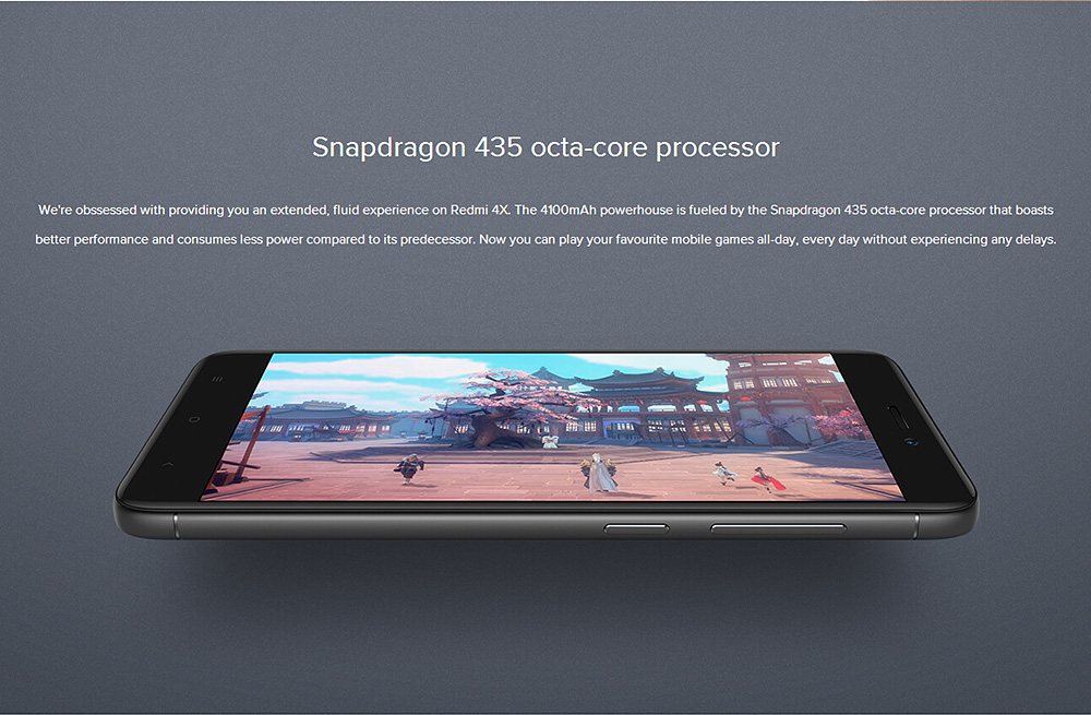 [HK Stock]Xiaomi Redmi 4X 5.0 Inch HD Scren Qualcomm Snapdragon 435 Octa Core 2GB 16GB MIUI 8 4G LTE Smartphone 4100mAh Battery Metal Body  - Black