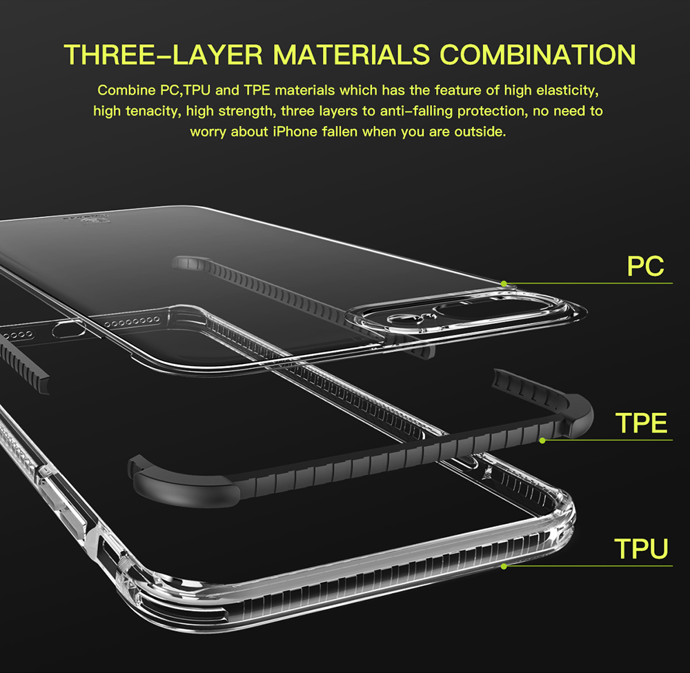 Baseus Armor Case Protection Case Clear Back Cover for iPhone 7 Plus - Black