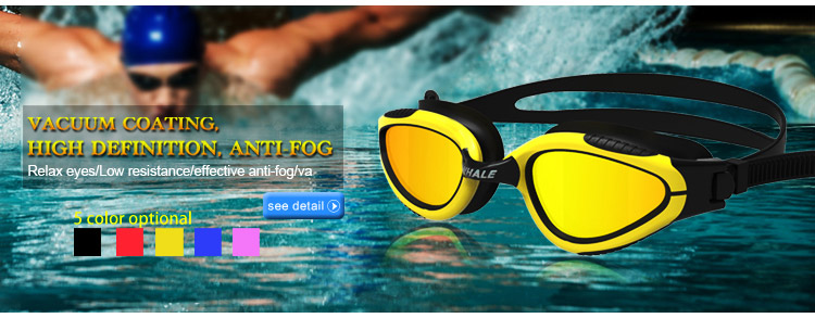 WHALE MM-7901 Wide-Vision Anti-Fog Swimming Goggles Replaceable Nose Bridge Adult Safe Silicone Swimming Glasses - Silver