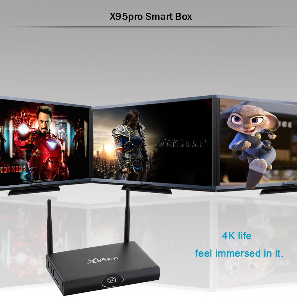 X95 PRO 4K UHD Smart TV BOX Android 6.0 Marshmallow Amlogic S905X 1G/8G 802.11n WIFI Bluetooth LAN KODI