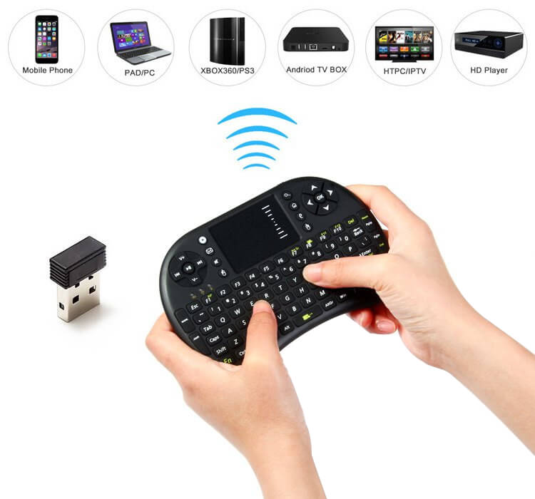 UKB-500-RF 2.4G Wireless Keyboard with Touchpad and White Backlight - Black