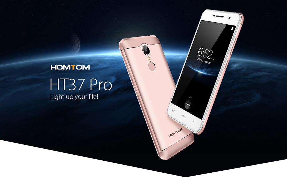 [HK Stock]HOMTOM HT37 Pro 5.0 Inch Smartphone HD 2.5D Screen 3GB RAM 32GB ROM 8.0MP Cam MT6737 Quad Core Android 7.0 Touch ID - Gray
