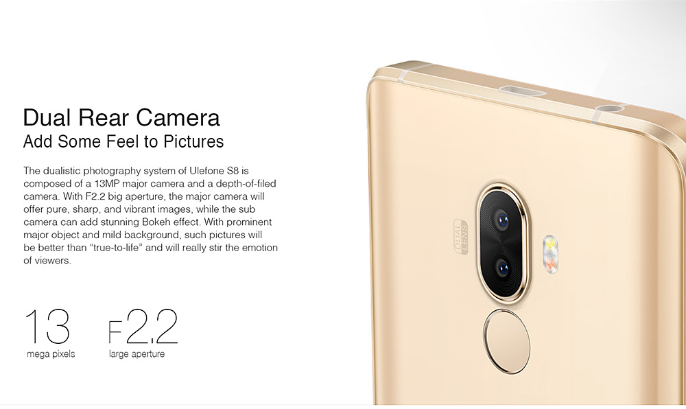 [HK Stock]Ulefone S8 5.3 Inch Smartphone 13.0MP + 5.0MP Dual Rear Camera HD Screen MTK6580 Quad Core 8GB ROM Android 7.0 Touch ID  FM GPS - White