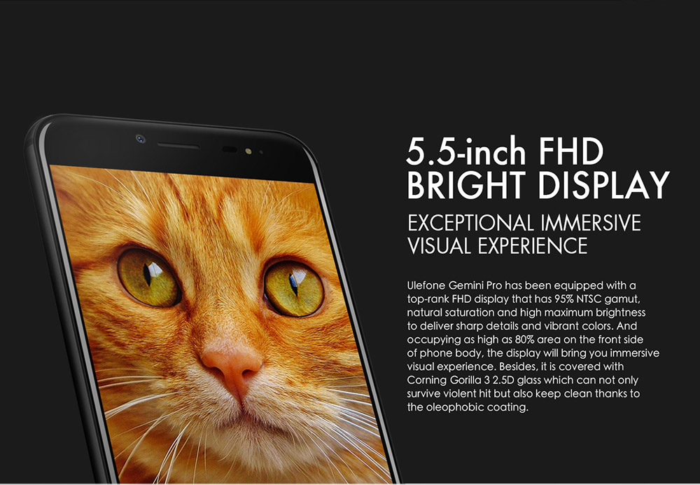 [HK Stock]Ulefone Gemini Pro 5.5 Inch 4G LTE Smartphone Dual Cam 13.0MP 4GB 64GB Helio X27 MTK6797 Deca Core Android 7.1 Touch ID Type-C 3680mAh - Black