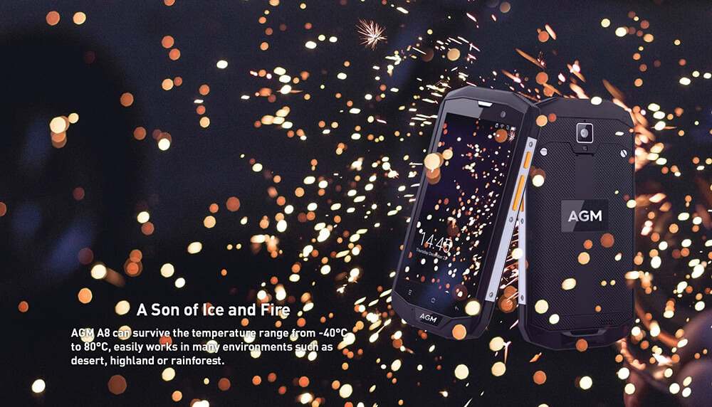[HK Stock][EU Version]AGM A8 5.0 Inch 4G LTE Smartphone IP68 Waterproof 4GB 64GB Qualcomm MSM8916 Quad Core 13.0MP Cam Android 7.0 OTG NFC 4050mAh - Black