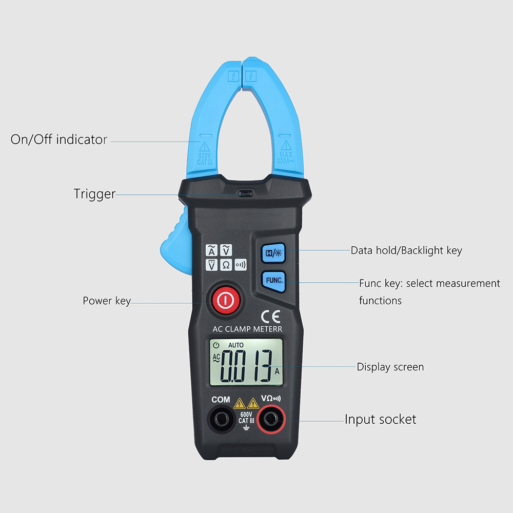 BSIDE ACM23 Digital Clamp Meter 6000 Counts with Data Hold Auto Range