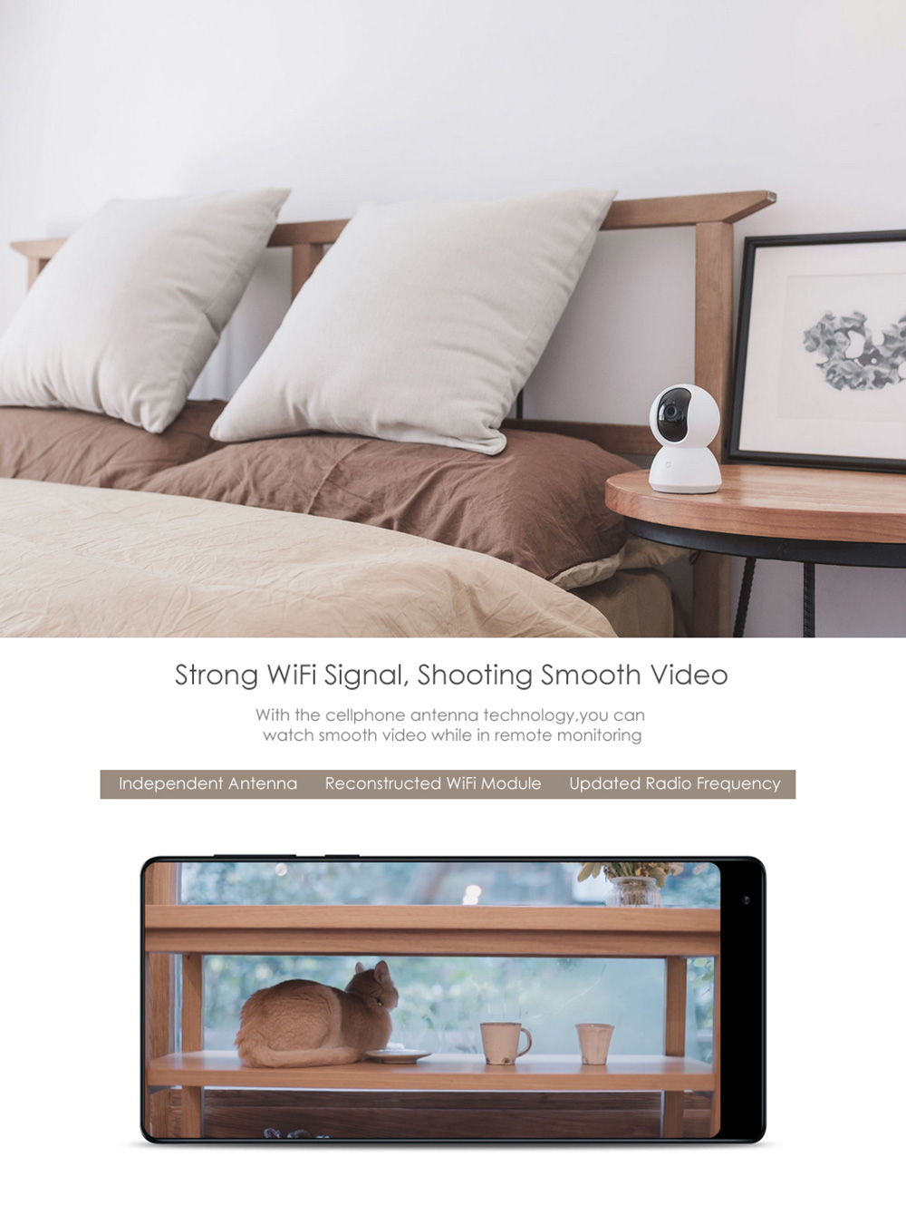 Xiaomi Mijia Smart IP Camera Pan-tilt Version 720P WiFi Connection Night Vision 360 Degree View Motion Detection - White