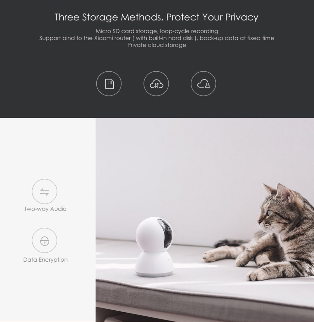 Xiaomi Mijia Smart IP Camera Pan-tilt Version 720P WiFi Connection Night Vision 360 Degree View Motion Detection - White