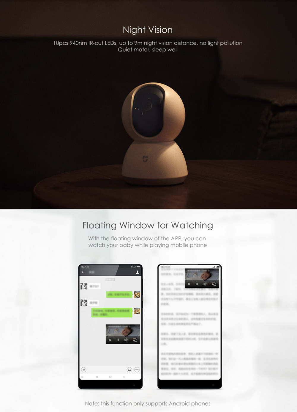 Xiaomi Mijia Smart IP Camera Pan-tilt Version 720P WiFi Connection Night Vision 360 Degree View Motion Detection - White