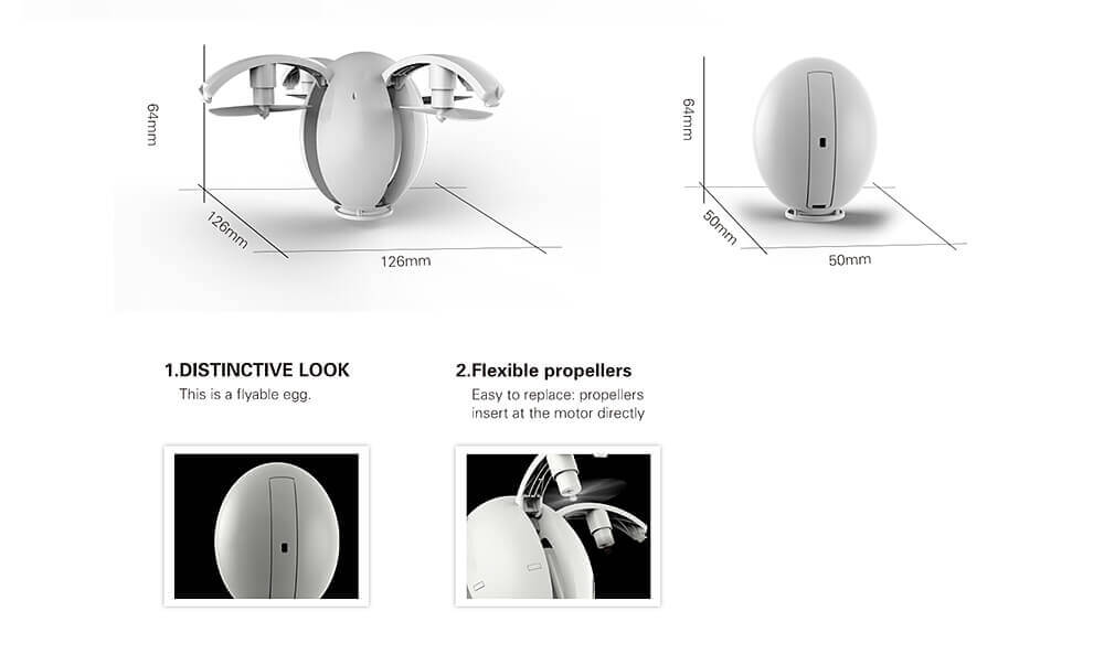 KaiDeng K130 Alpha Transformable Egg Drone with One-key Transformation Altitude Hold Mode RC Quadcopter RTF - White