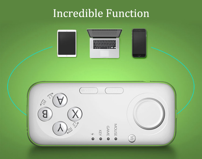 MOCUTE Bluetooth V3.0 Selfie Remote Controller Gamepad with Wireless Mouse Ebook Flip Functions - Green