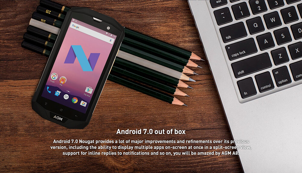 [HK Stock][EU Version]AGM A8 5.0 Inch 4G LTE Smartphone IP68 Waterproof 4GB 64GB Qualcomm MSM8916 Quad Core 13.0MP Cam Android 7.0 OTG NFC 4050mAh - Black