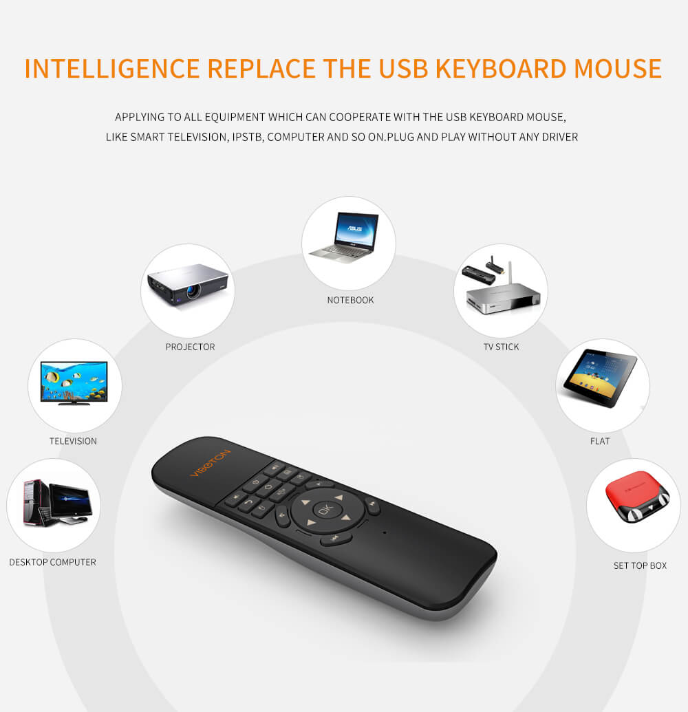 Viboton UKB - 521 2.4G Wireless Air Mouse Keyboard Remote  - Black