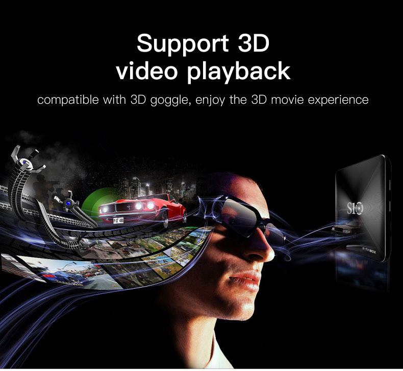 R-TV BOX S10 KODI 17.3 DDR4 3GB eMMC 16GB Android 7.1 4K TV Box S912 AC WIFI Gigabit LAN Bluetooth 4.1