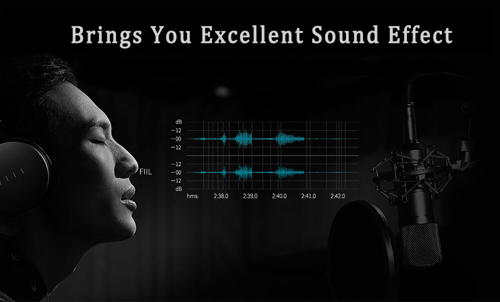 FIIL Bluetooth Headphone with Mic Music Active Noise Canceling Headset - Black