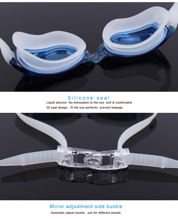 WHALE MM-7901 Wide-Vision Anti-Fog Swimming Goggles Replaceable Nose Bridge Adult Safe Silicone Swimming Glasses - Silver