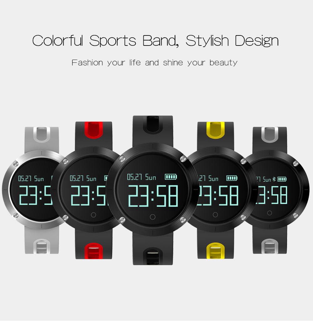 Makibes DM58 Smart Watch Bluetooth Heart Rate Blood Pressure Monitor Health Tracker IP68 Water Resistant Compatible with iOS Android - Black